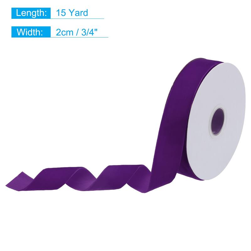 Velvet Ribbon Single Face Spool Silky for Gift Wrapping Bow Decoration - Dark Purple - 3/4 Inch x 15 Yard