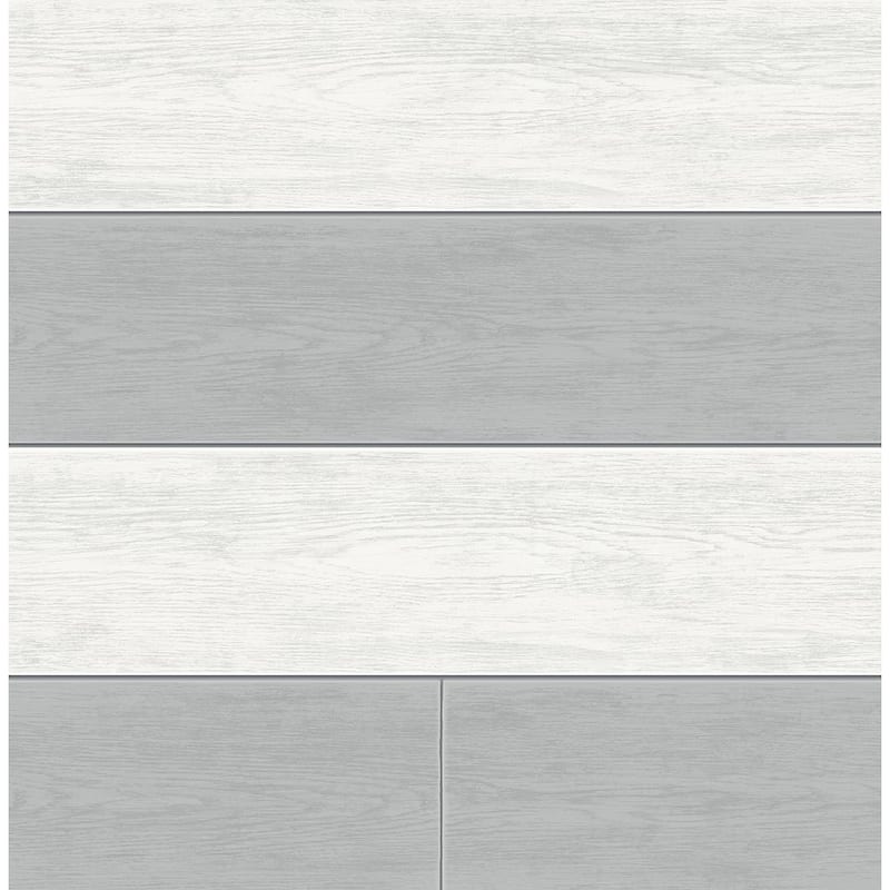 NextWall Two Toned Shiplap Peel and Stick Wallpaper - 20.5 in. W x 18 ft. L - Argos Grey