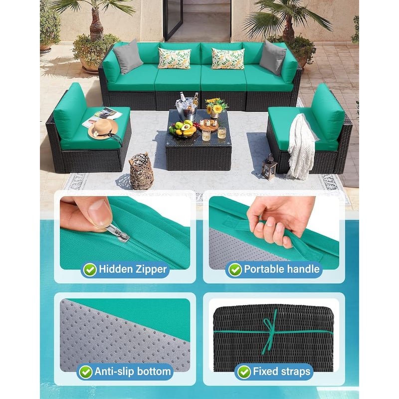 WINSOON 14 Piece Outdoor Furniture Replacement Cushions,Patio Seat Cushions