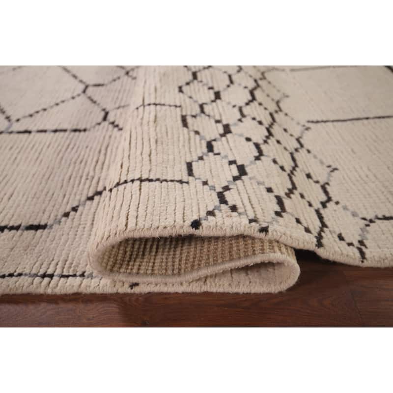 Moroccan Oriental Area Rug Handmade Stripe Wool Carpet - 5'11"x 10'0"