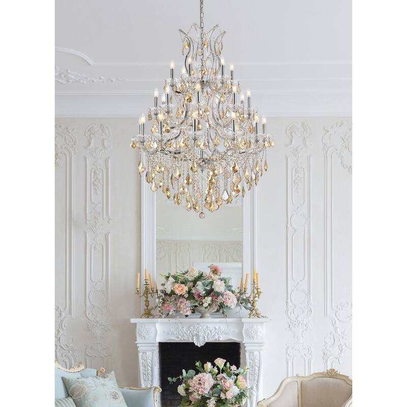Fleur Illumination Collection Chandelier D:38in H:52in Lt:28 Chrome Finish