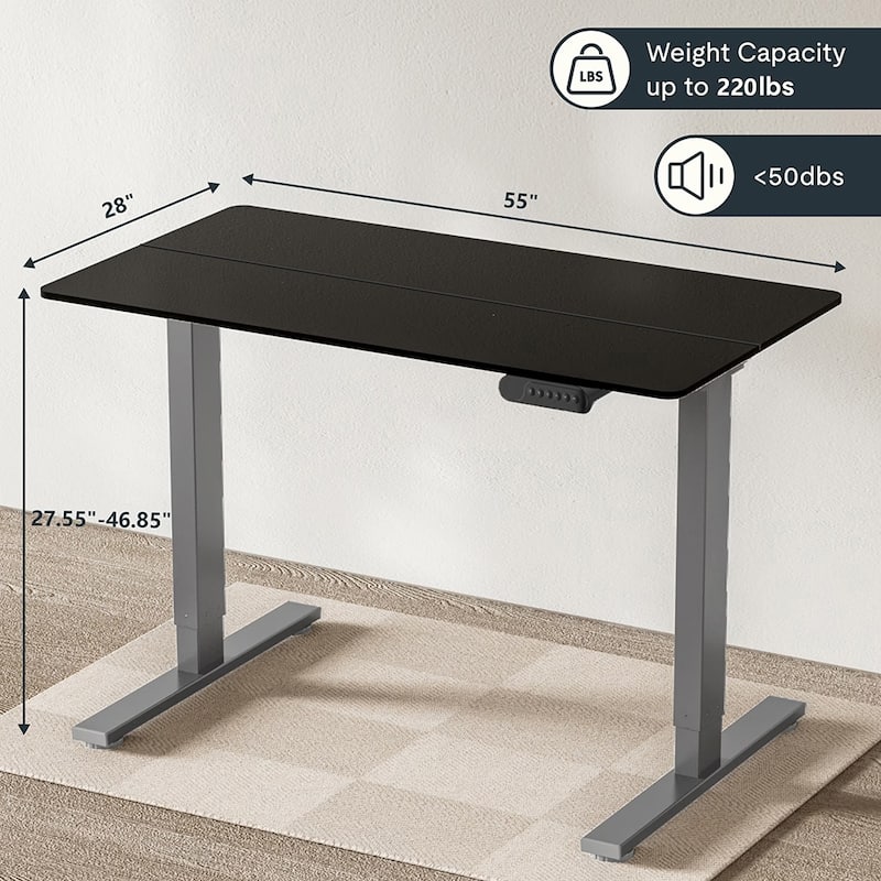 Electric Dual Motor Standing Desk, Adjustable 55x28-inch Workstation