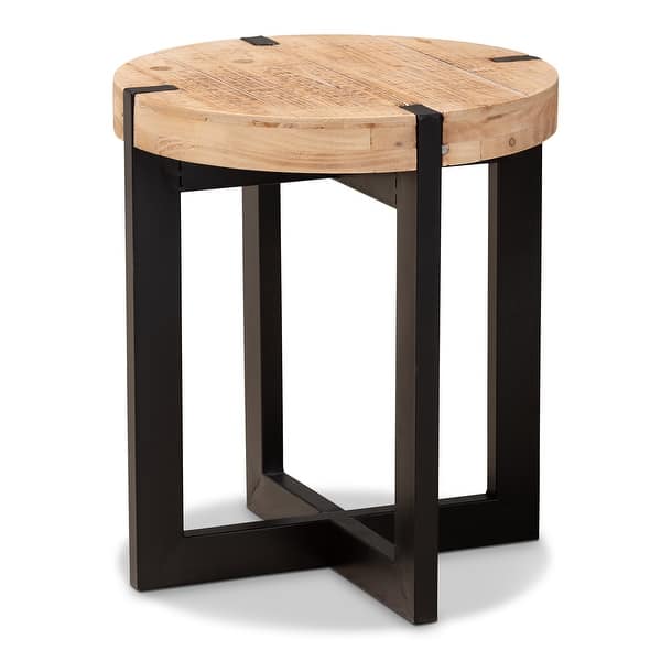 Horace Natural Brown Finished Wood And Black Finished Metal End Table On Sale Overstock 32760447