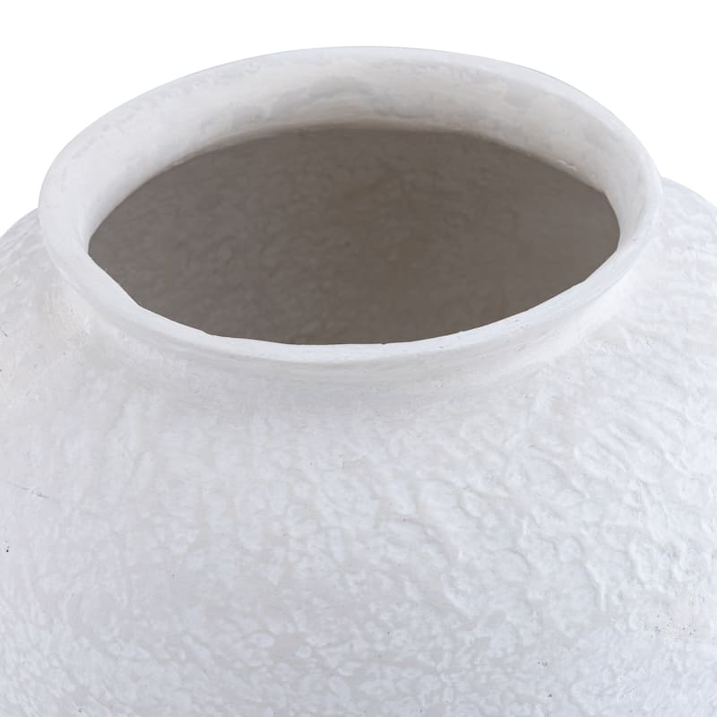 Paper Mache Pot Natural White Dia 11.02" - NATURAL WHITE - NATURAL WHITE