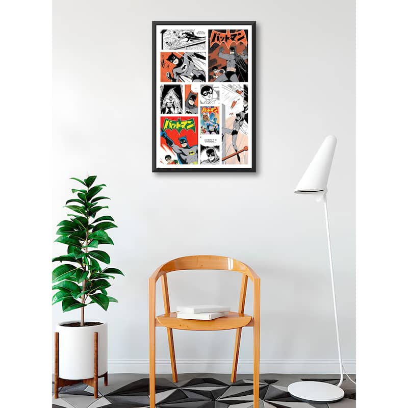 Batman - Bat - Manga Comic strip Poster Framed Art Poster - 24 x 36 Inch