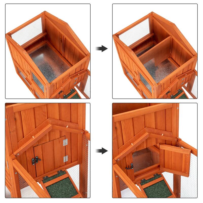 61" Fir Wood Outdoor Garden Cage with Lightweight Strong Wire Panels for Small Animal