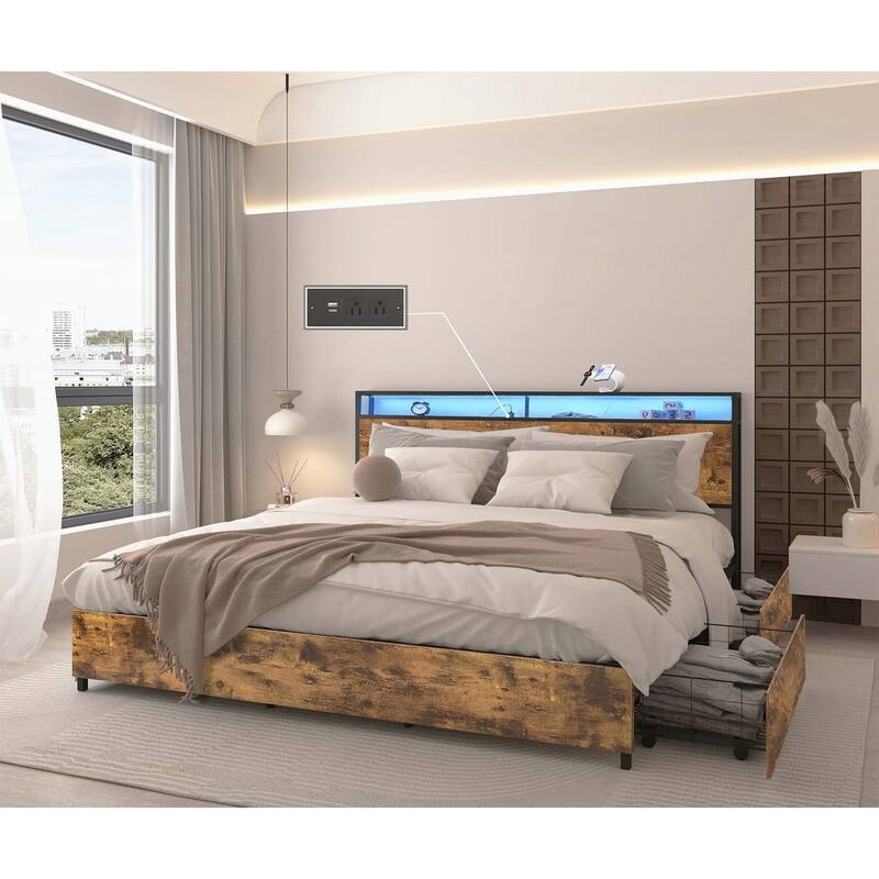 Metal Bed with Advanced Features for Supreme Comfort and Storage Enhancement