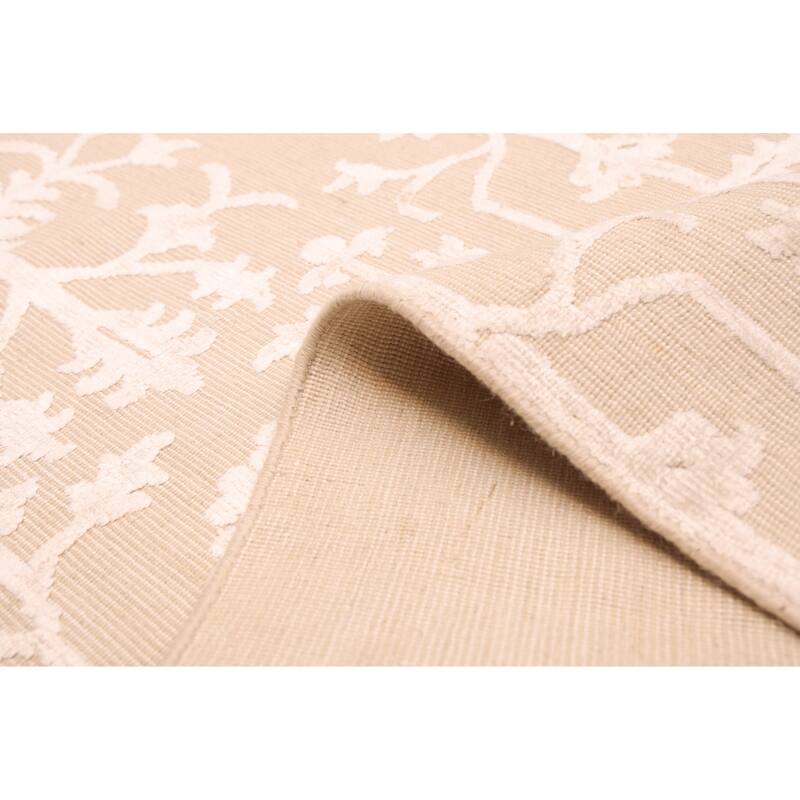ECARPETGALLERY Hand Loomed Elysian Beige, Ivory Viscose, Wool Rug - 6'8 x 9'11