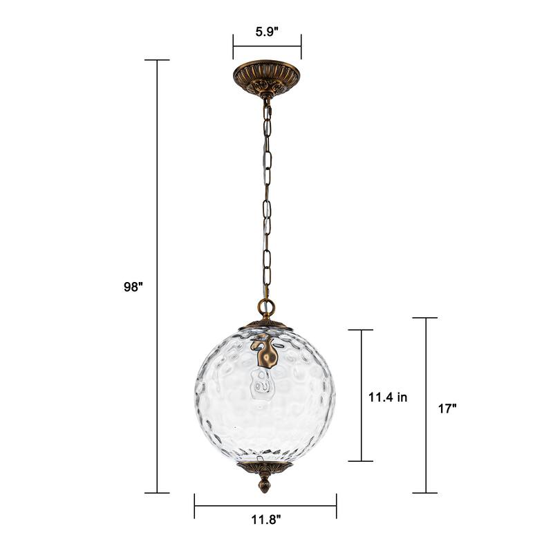 Industrial 1 - Light 11.8" W Retro French Globe Glass Pendant For Kitchen Island