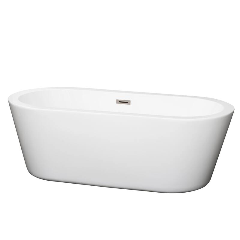Wyndham Collection Mermaid 67" Free Standing Acrylic Soaking Tub with - White / Brushed Nickel Trim