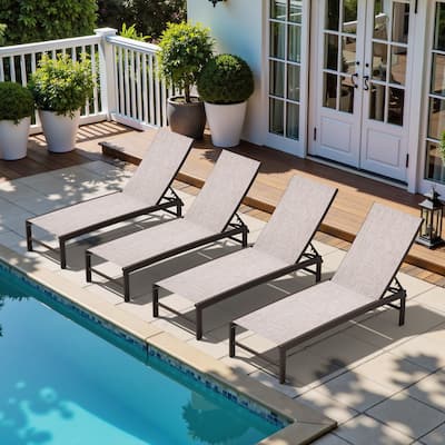 Outdoor Adjustable Aluminum Chaise Lounge Chairs for Patio Pool Terrace - See Picture