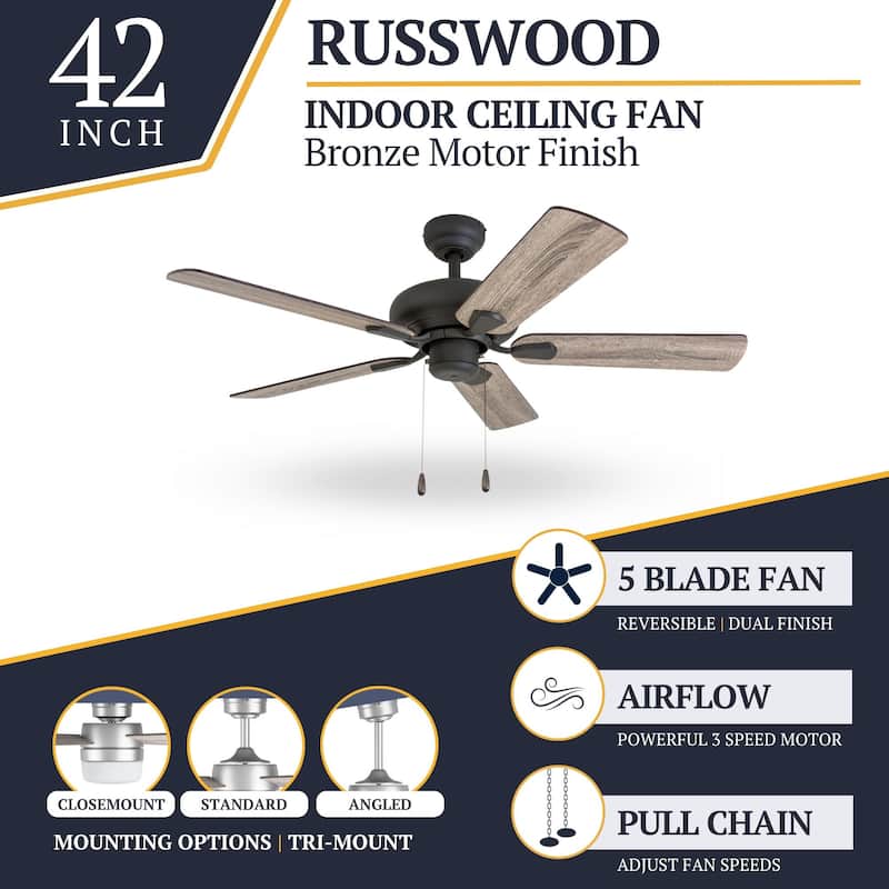 The Gray Barn Heddinge Traditional 42-inch Aged Bronze Ceiling Fan in Barnwood/Tumbleweed Blades