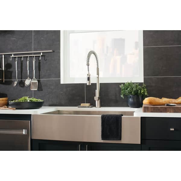 Shop Kohler K 3942 1 Vault 36in Single Basin Self Trimming Top Mount 18 Gauge Stainless Steel Apron Front Kitchen Sink Overstock 15925992