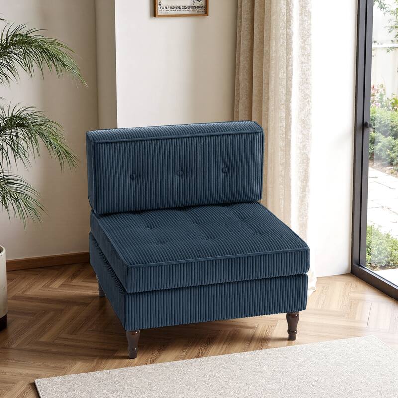 Modular Corduroy Armless Chair Upholstered Lounge Sofa