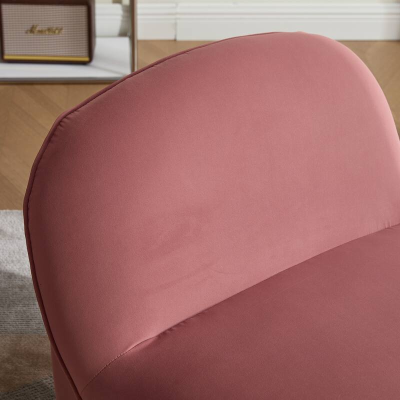 Swivel Accent Chair, 360-degree Metal Base with Velvet Fabric Upholstery, Comfy Pumpkin-Shaped Swivel Chair for Living Room