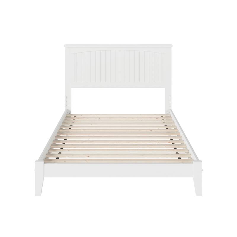 Rustic Revival Low Profile Bed - White Platform Bed Frame - Hardwood & Beadboard Design - 78.75"x40"