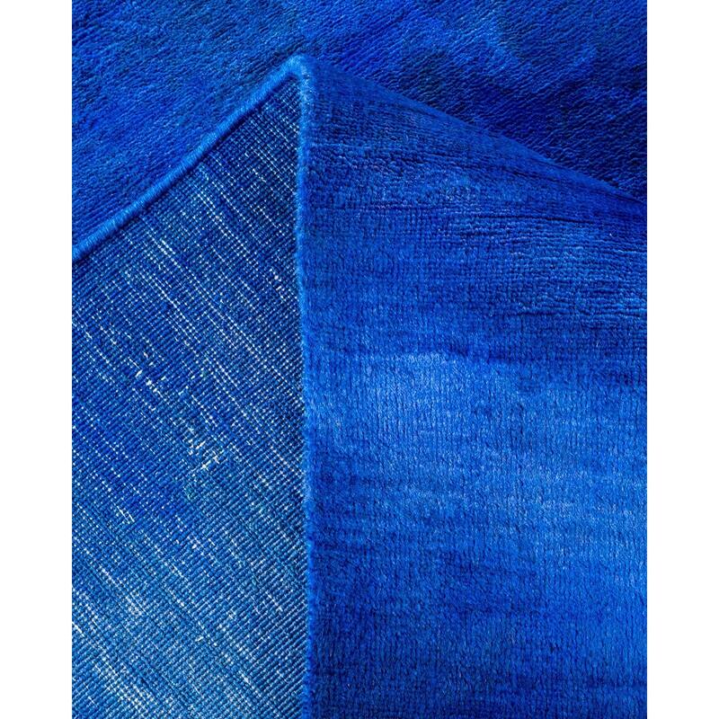 Overton Handknotted Wool Vintage Inspired Contemporary Overdyed Blue Area Rug - 15' 4" x 12' 1"