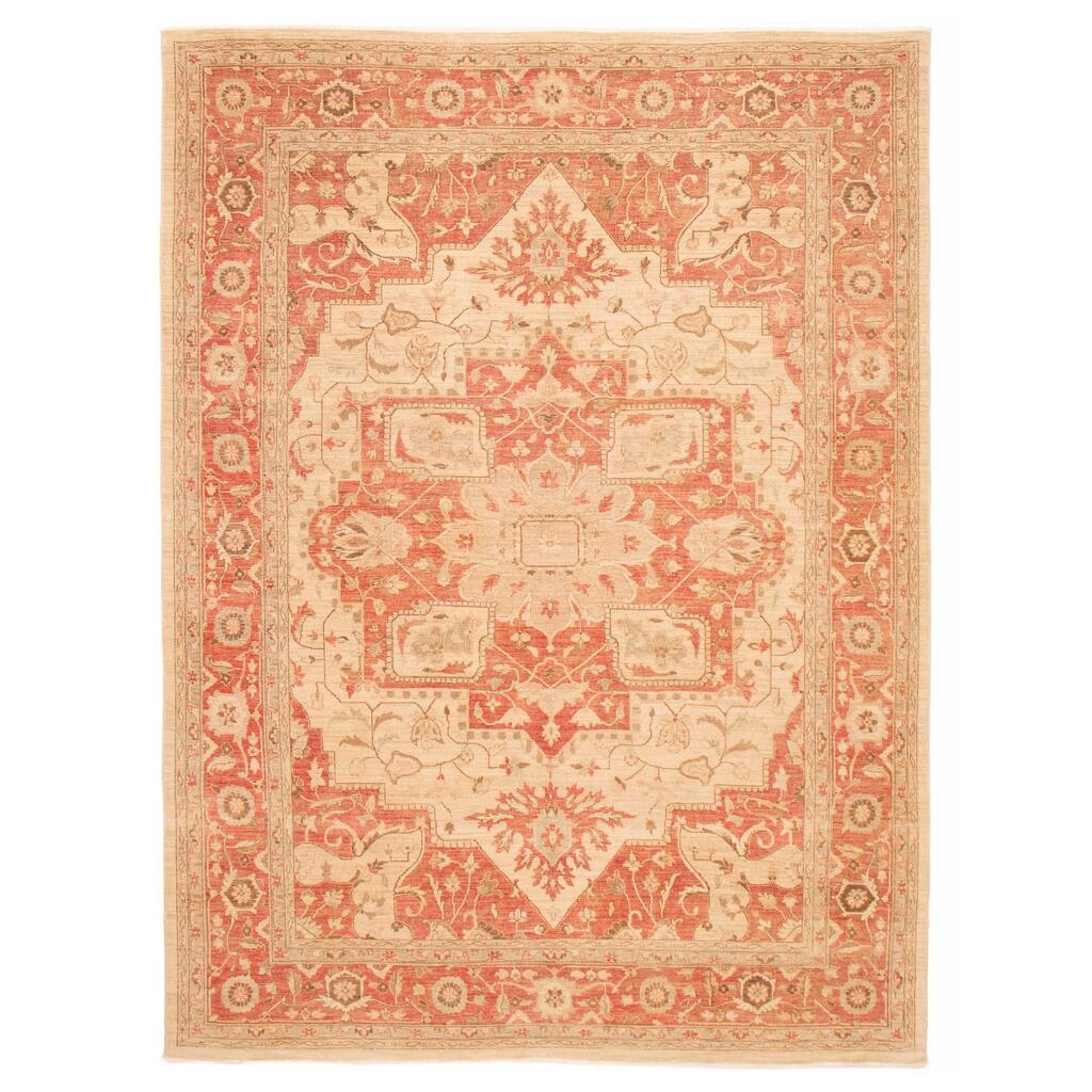 ECARPETGALLERY Hand-knotted Chobi Finest Ivory Wool Rug - 9'0 x 12'2