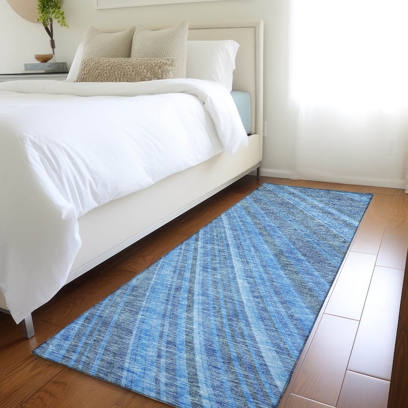 Premium Washable Super Soft Modern Flow Mayfield Rug - Blue - 2'3" x 7'6"