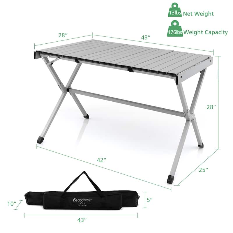 Costway 4-6 Person Portable Aluminum Camping Table Lightweight Roll Up - See Details