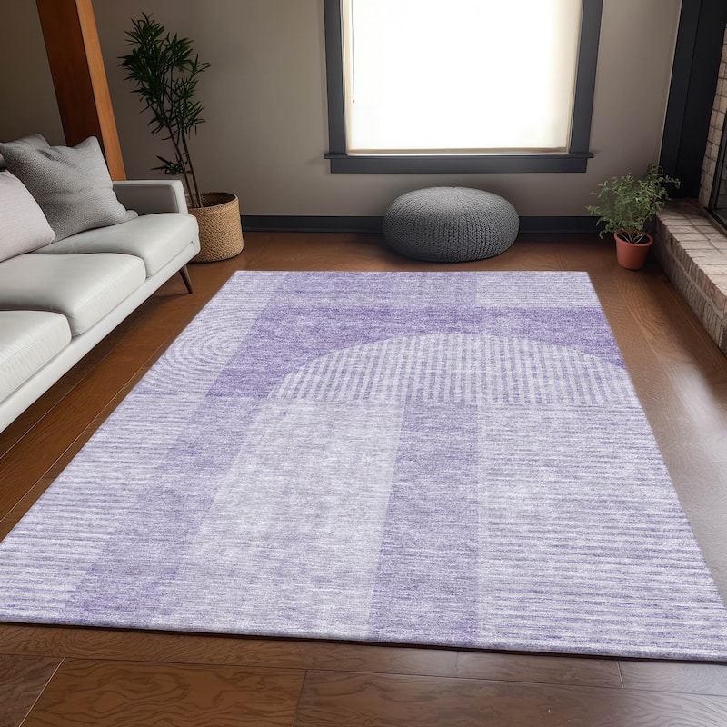 Premium Washable Super Soft Modern Deco Mayfield Rug - Lavender - 3' x 5' - Rectangle