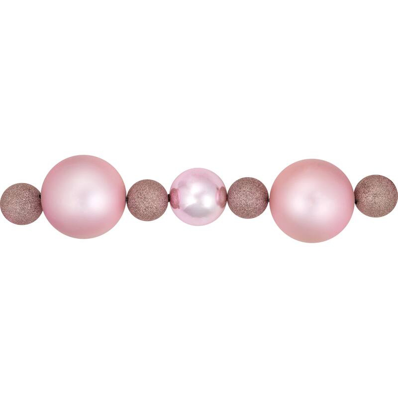 3-Finish Shatterproof Ball Christmas Garland - 6' x 4" - Pink - Unlit