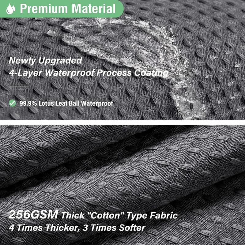 Waffle Textured Heavy Duty Thick Fabric Shower Curtain, Luxury Weighted Polyester Fabric Shower Curtain Set