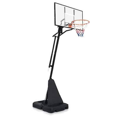Portable Basketball Hoop,Adjustable Height 8.04ft to 10.01ft,44 inch Backboard with Rebound System,w/Rebound Board & Wheels