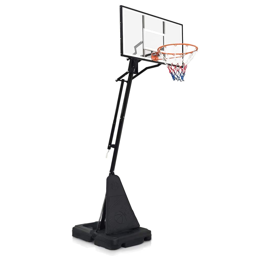 Portable Basketball Hoop,Adjustable Height 8.04ft to 10.01ft,44 inch Backboard with Rebound System,w/Rebound Board & Wheels