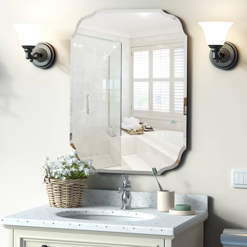 KOHROS Frameless Wall Mirror for Bathroom, Vanity