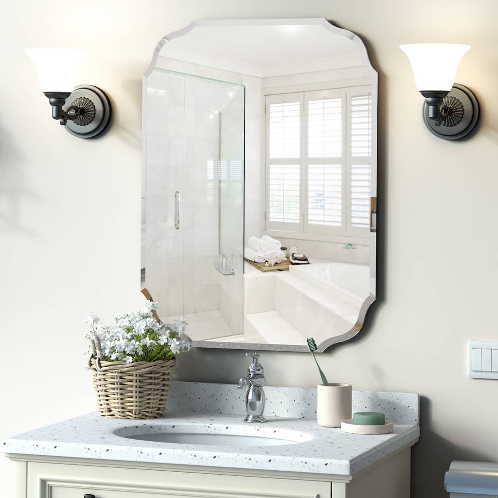KOHROS Frameless Wall Mirror for Bathroom, Vanity