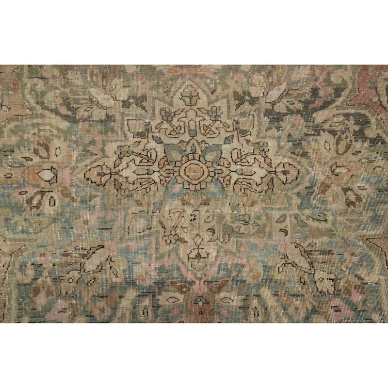 Hand Knotted Oriental 100% Wool Carpet Traditional Floral Multi-Colored Heriz Area Rug - 11' 9'' X 8' 5''