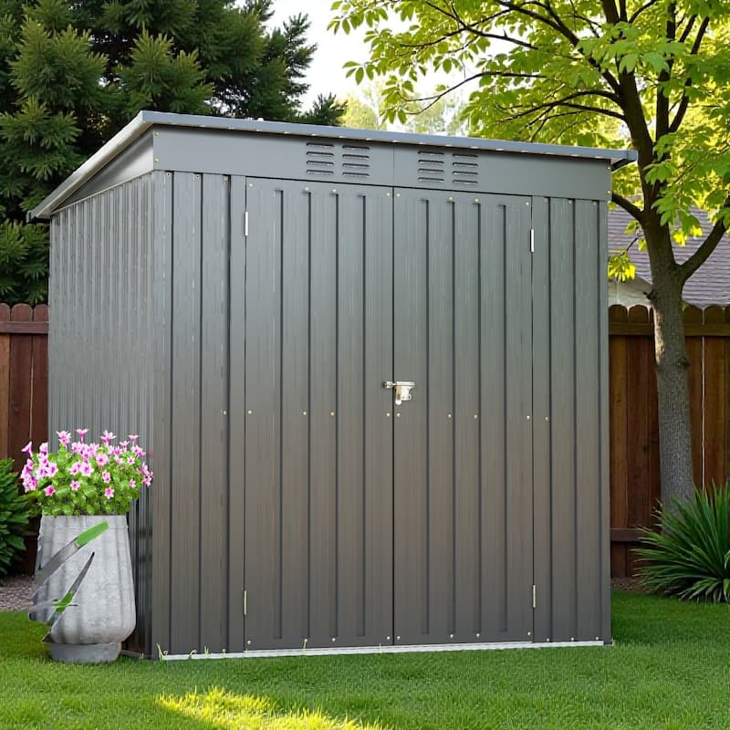 6 x 4 ft Outdoor Storage Shed, All Weather Metal Tool Shed with Hinged Door, Padlock, Backyard Garden Shed