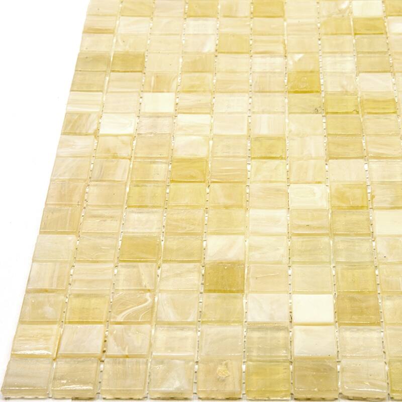 Apollo tile 12" x 12" Skosh Glossy Cream Beige Glass Tile (18.69 sq ft/case) - 20 Pack