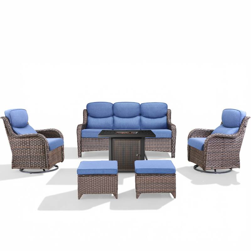 Pocassy 30 In Outdoor Fire Pits with Patio Sofa Swivel Glider Chari Furniture.