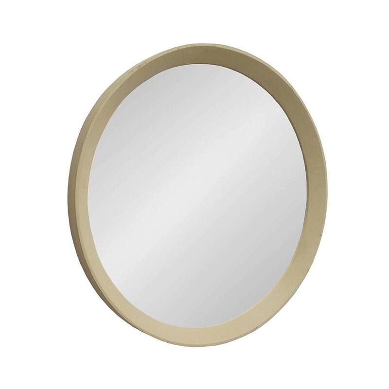 HomeRoots 20" Cream Round Wood Framed Accent Mirror - 19.8' X '19.7' X '2.8