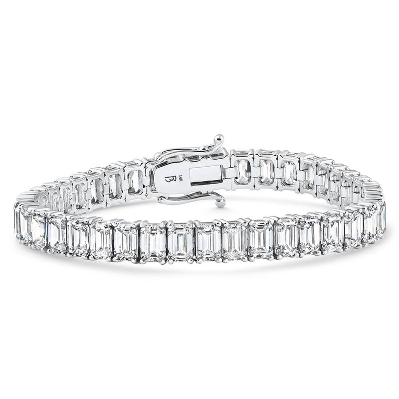 22.50Ct Emerald Diamond Tennis Bracelet White Gold 7" 17.5g Lab Grown
