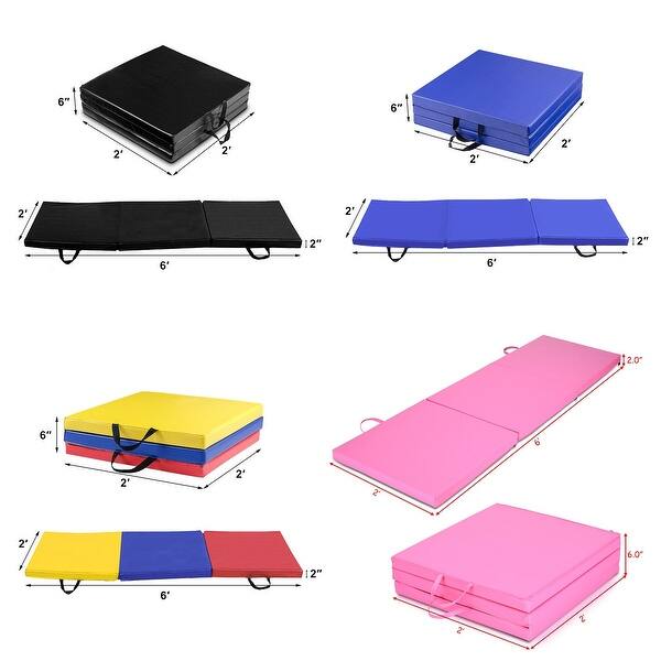 Slickblue 6 X 2 FT Tri-Fold Gym Mat With Handles And Removable Zippered