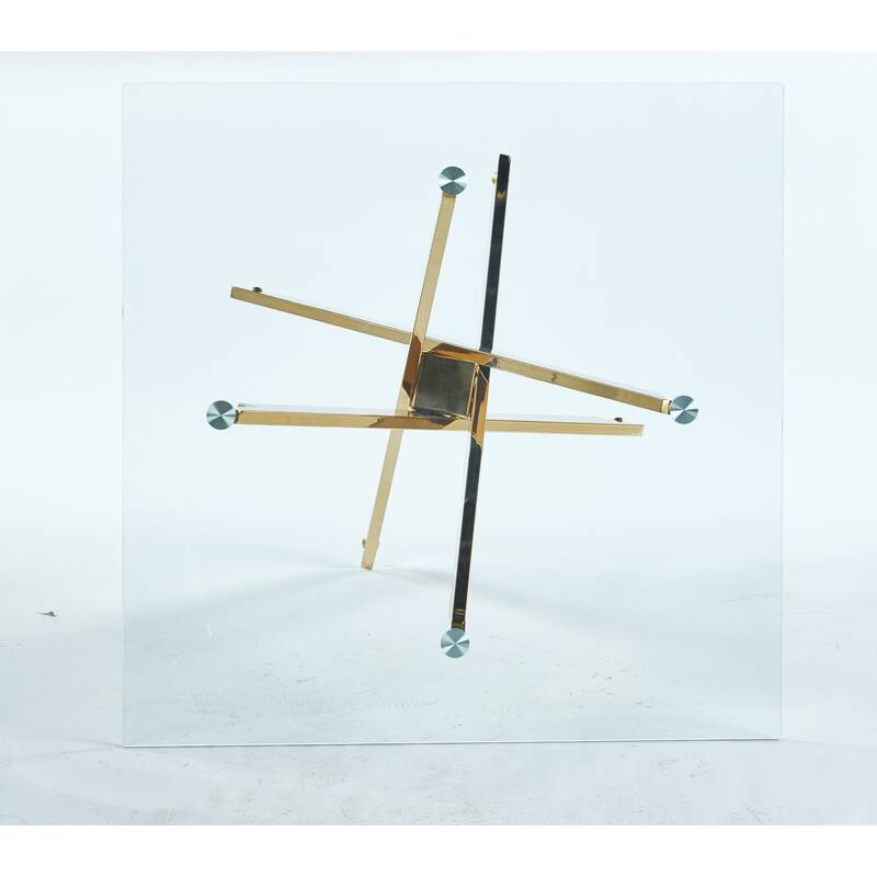 Modern Square Glass Dining Table for 4, Kitchen Table with Tempered Glass Top & Chrome Metal Legs for Dining Room, Living Room