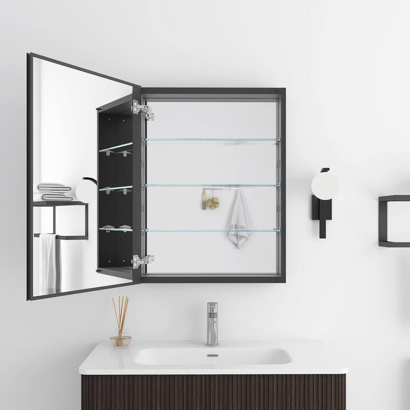 Rectangular Aluminum Medicine Cabinet with Mirror