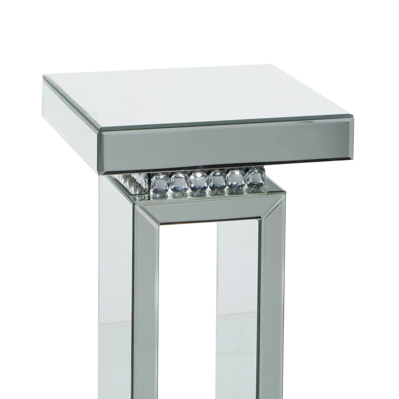 Silver Glass Mirrored Pedestal Table