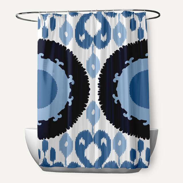 71 x 74-inch Boho Geometric Print Shower Curtain - Blue