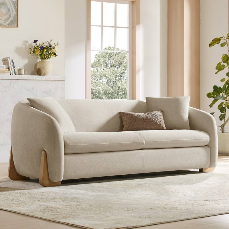 Spruce & Spring Julia Upholstered Curved Sofa Couch for Living Room