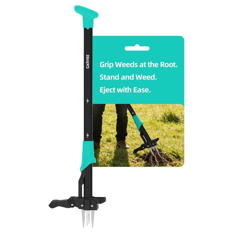 Gardening Hand Weeding Tool, 4-Claw Stand Up Weed Puller for Garden, Lawn Care - Blue