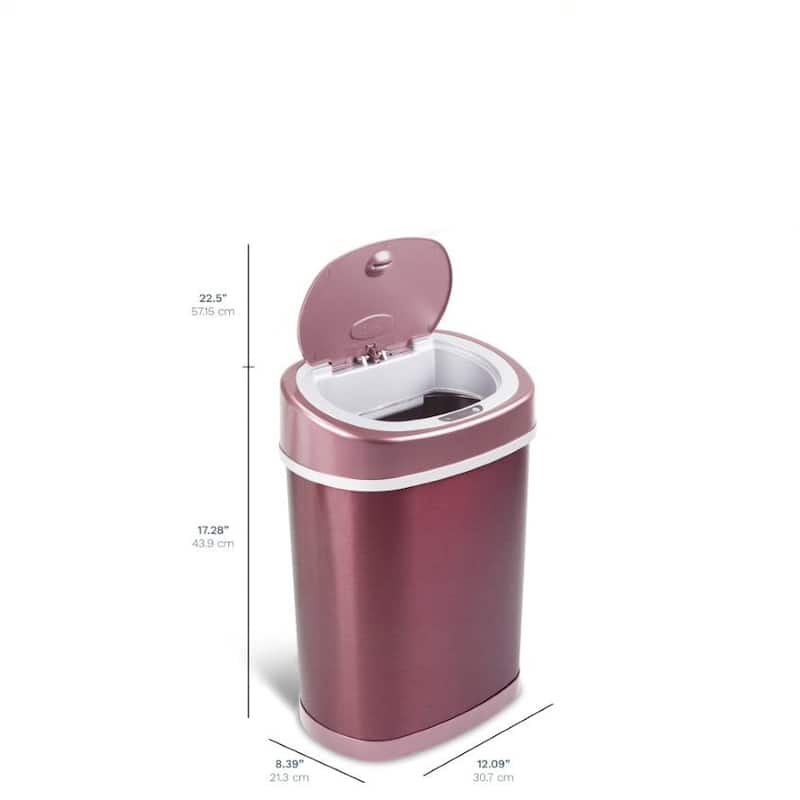 NINESTARS 3.9 Gal. Stainless Steel Motion Sensor Trash Can Burgundy DZT-15-9
