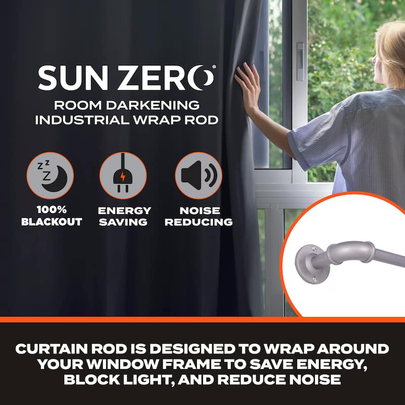 Sun Zero Bronn Industrial 3/4" Room Darkening Curtain Rod