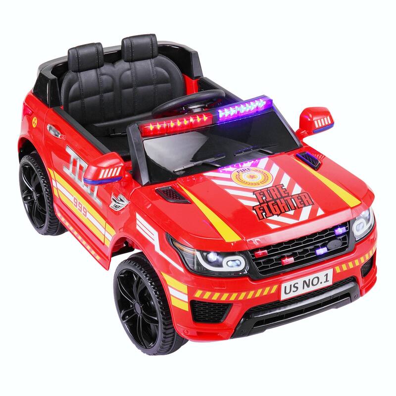 12V Kids Ride-On Police Car with Sirens, Flashing Lights, Remote Control, and Music, Electric Truck for 3-8 Years - Red - Kids - Red