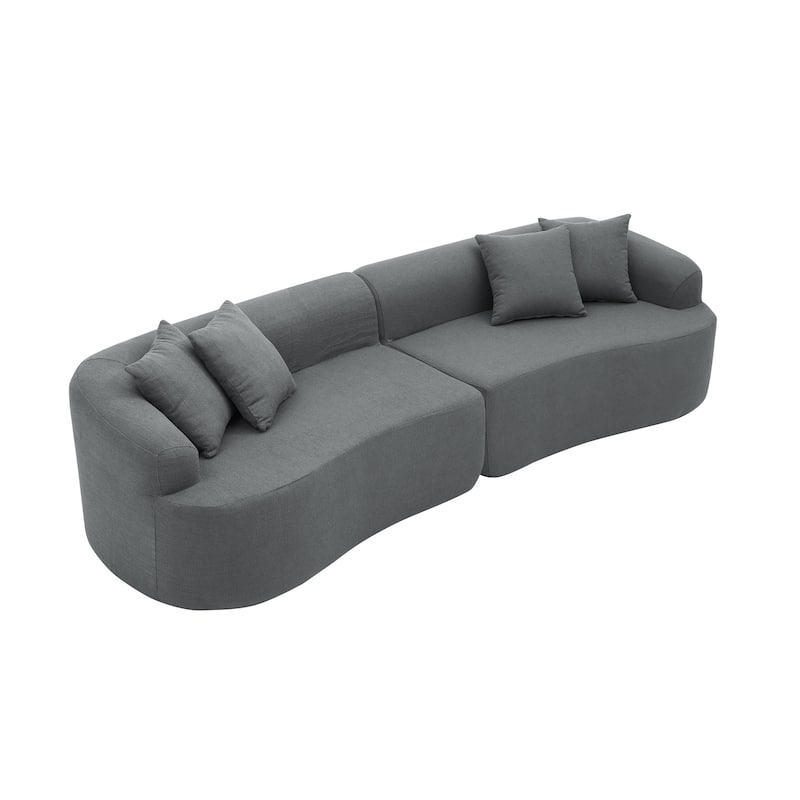 GDFStudio - Ami Curved Compressed Modular Sectional Sofa in Lamb's Wool Fabric
