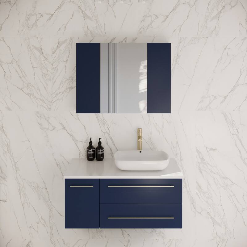 Fresca Lucera 36" Wall Mounted Single Basin Vanity Set with Cabinet,