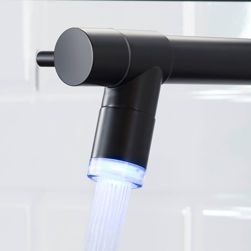 Pull Down Sprayer Kitchen Sink Faucet with LED and 360 Degree Rotation